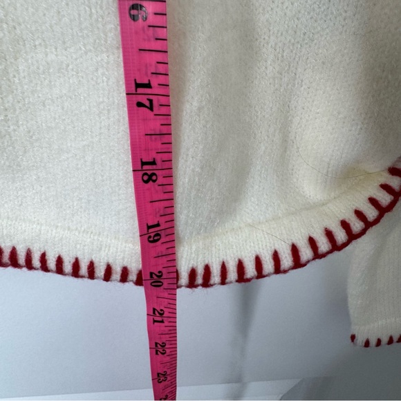 &merci Cream Button-Front Cardigan with Red Contrast Trim small - Picture 7 of 8